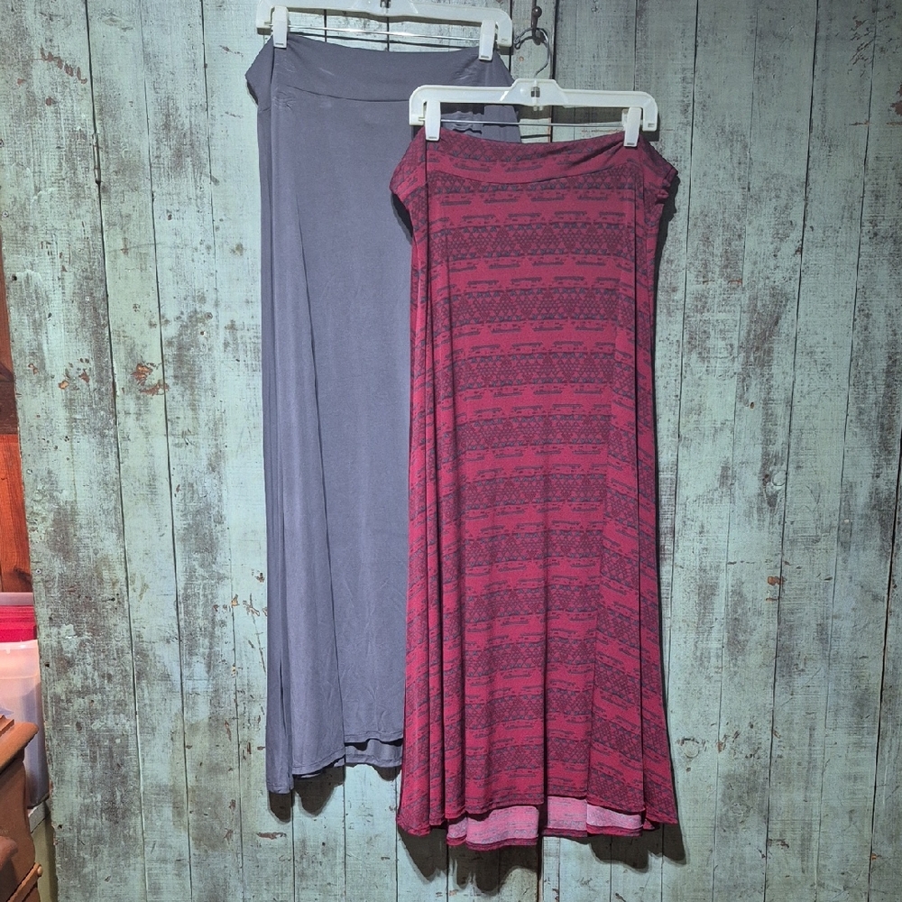 LuLaRoe Maxi Skirts - Pink Patterned & Dusty Purple